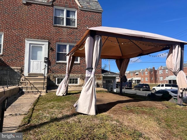 exterior space featuring a gazebo