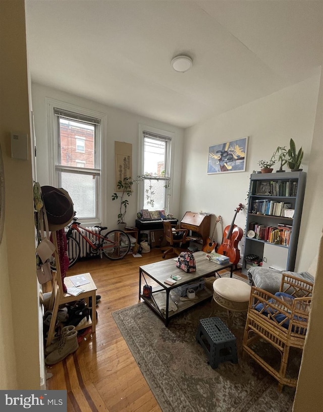 sitting room with light wood-type flooring