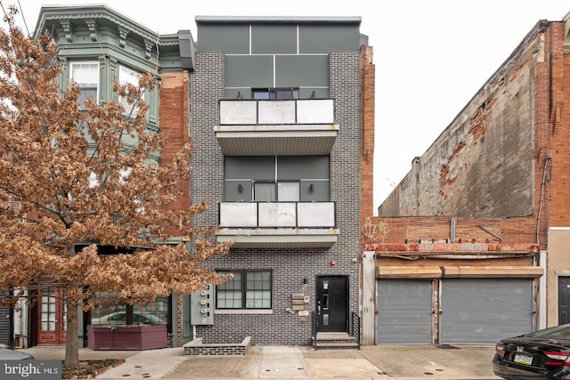 exterior space with a garage