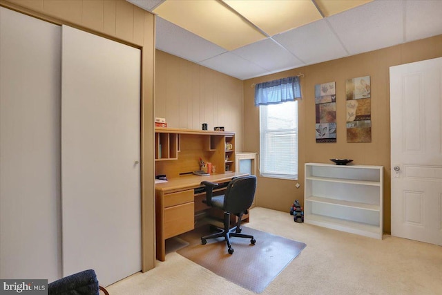 office space featuring light colored carpet