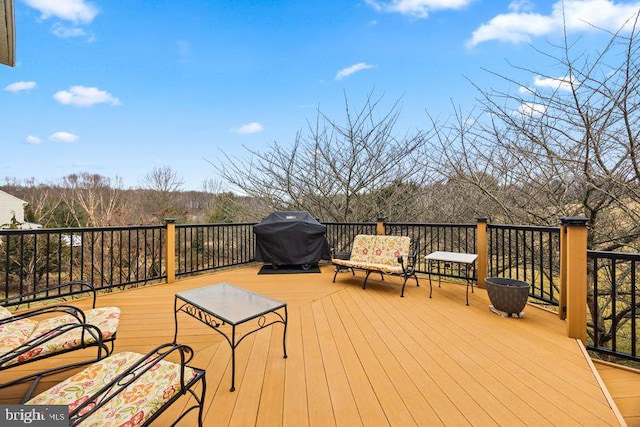 deck featuring grilling area