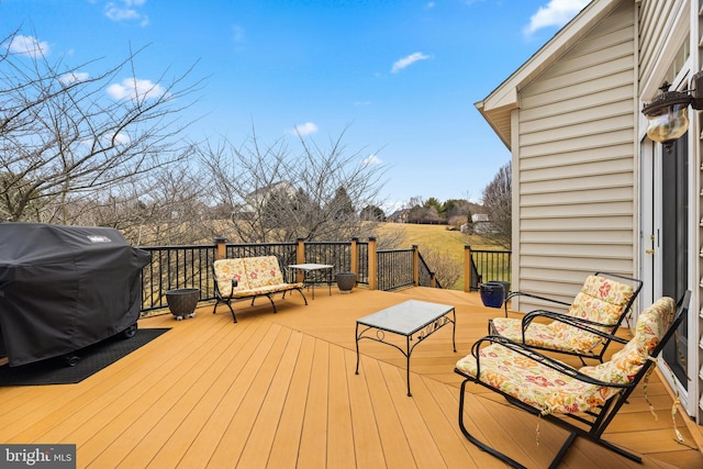 deck featuring grilling area