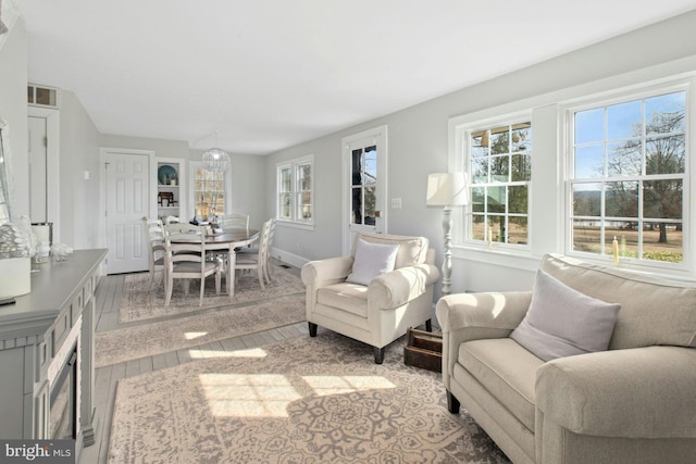 interior space with hardwood / wood-style floors