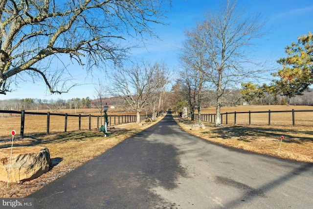 view of street featuring a rural view