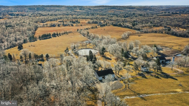 aerial view featuring a rural view