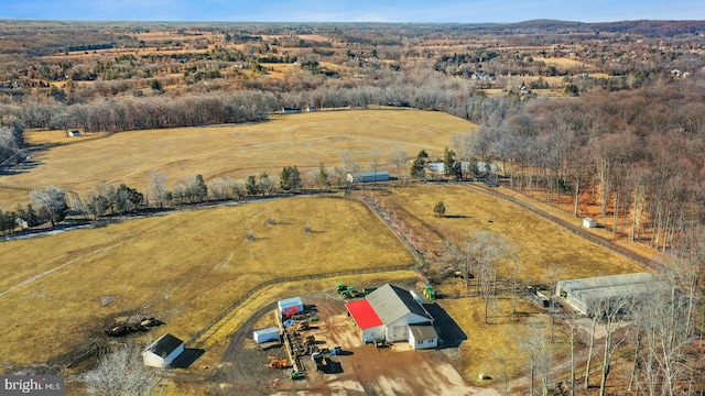 bird's eye view with a rural view