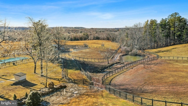 aerial view featuring a rural view