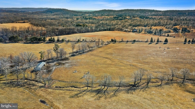 aerial view featuring a rural view