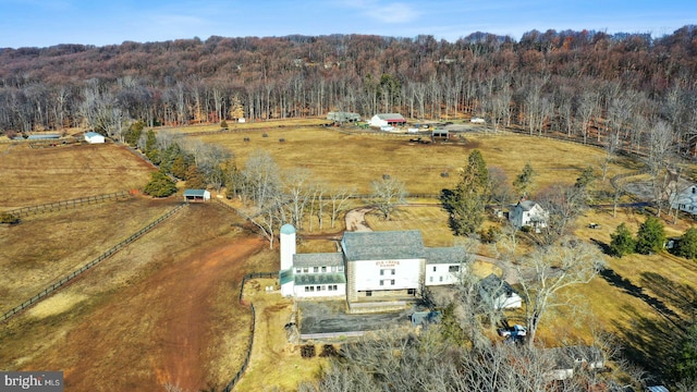 drone / aerial view with a rural view