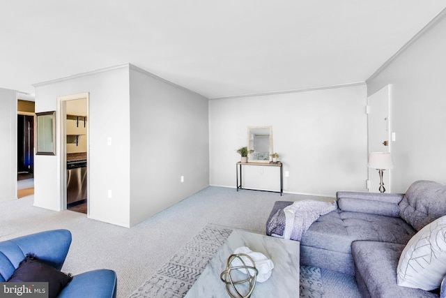 living room with carpet floors