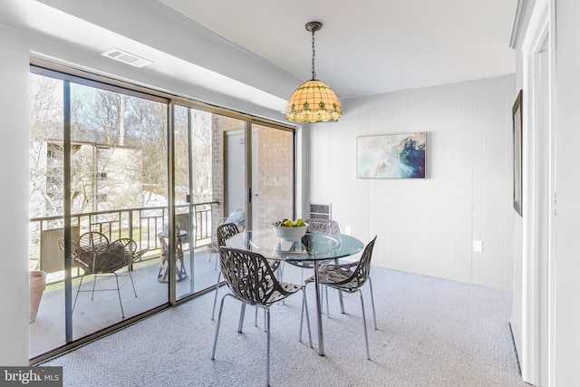 view of carpeted dining room