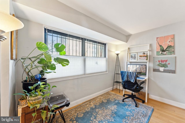 home office featuring hardwood / wood-style flooring