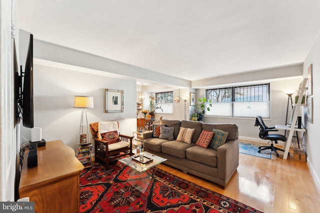 living room featuring light hardwood / wood-style flooring