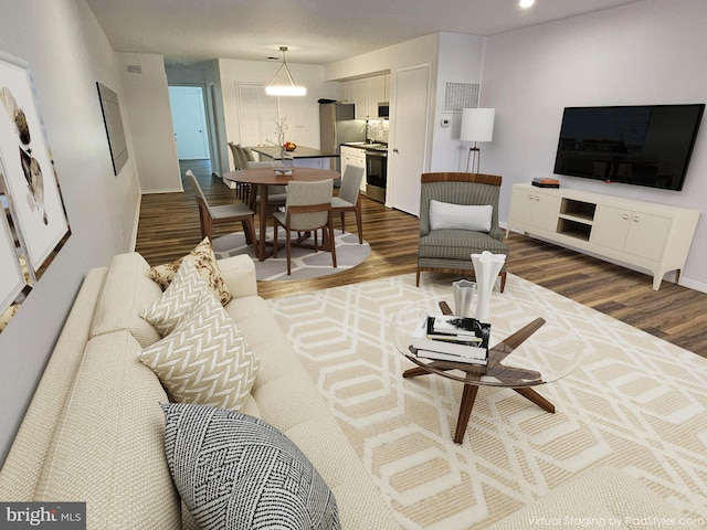 living room with hardwood / wood-style floors