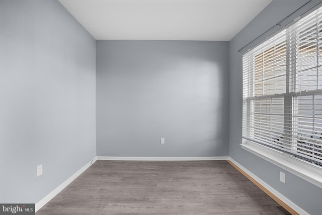 empty room featuring a healthy amount of sunlight and light hardwood / wood-style flooring