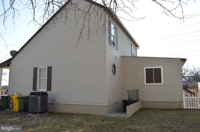 view of property exterior with central air condition unit