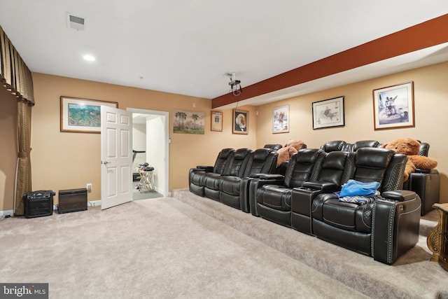 cinema room with carpet floors