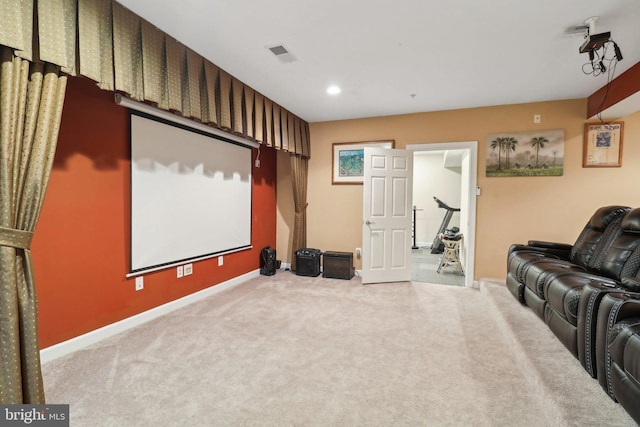 view of carpeted cinema room