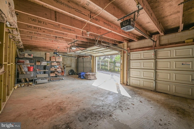 garage with a garage door opener