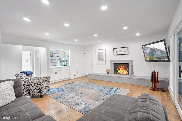 living room with light wood-type flooring