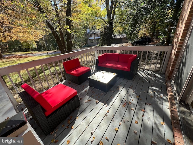 deck featuring an outdoor living space