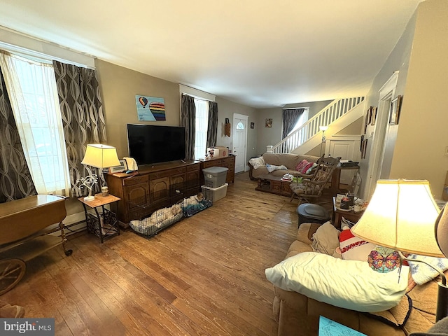 living room featuring wood-type flooring