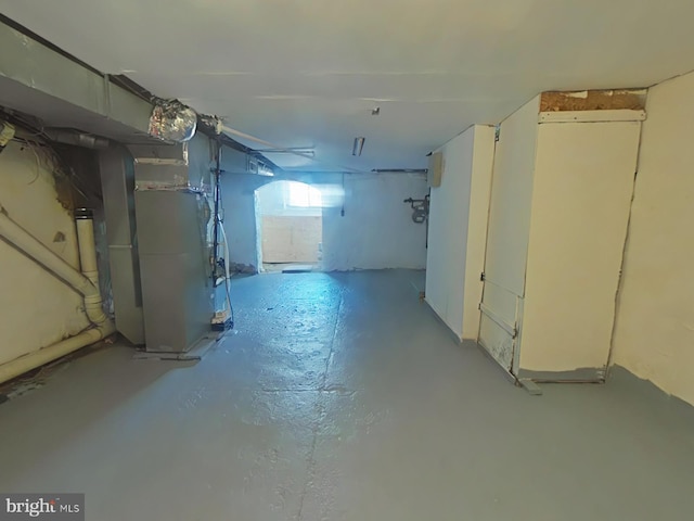 basement with heating unit