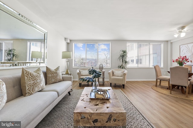 living room with wood-type flooring