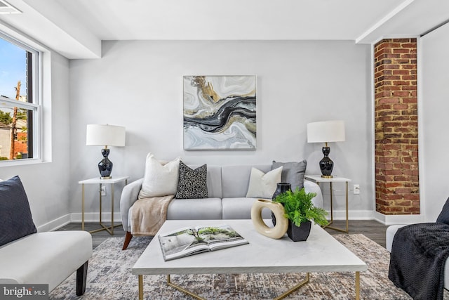 living room with hardwood / wood-style floors