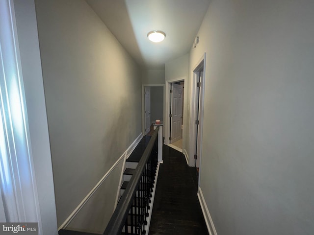 corridor featuring dark hardwood / wood-style floors