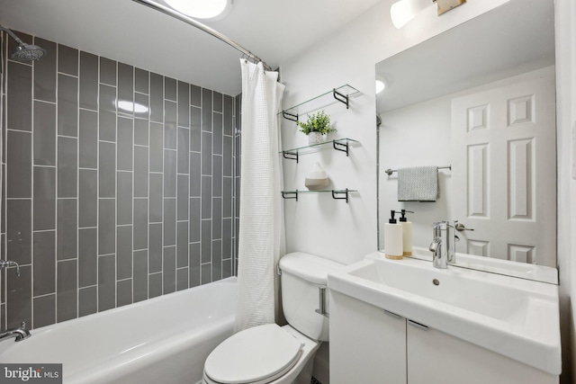 full bathroom with vanity, toilet, and shower / bath combo