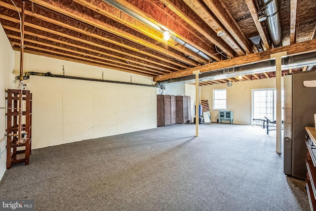 basement with carpet floors