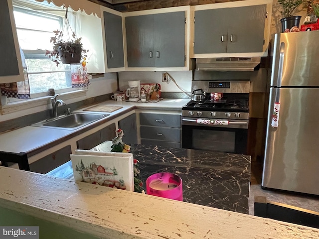 kitchen with sink and stainless steel appliances