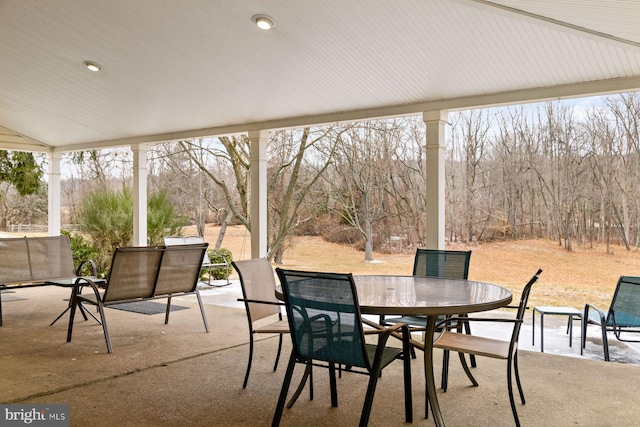 view of patio featuring outdoor dining space