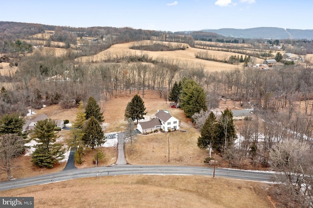 bird's eye view featuring a mountain view