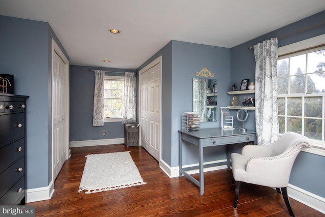 interior space featuring dark hardwood / wood-style floors