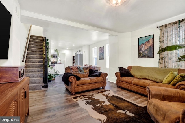 living room featuring hardwood / wood-style flooring