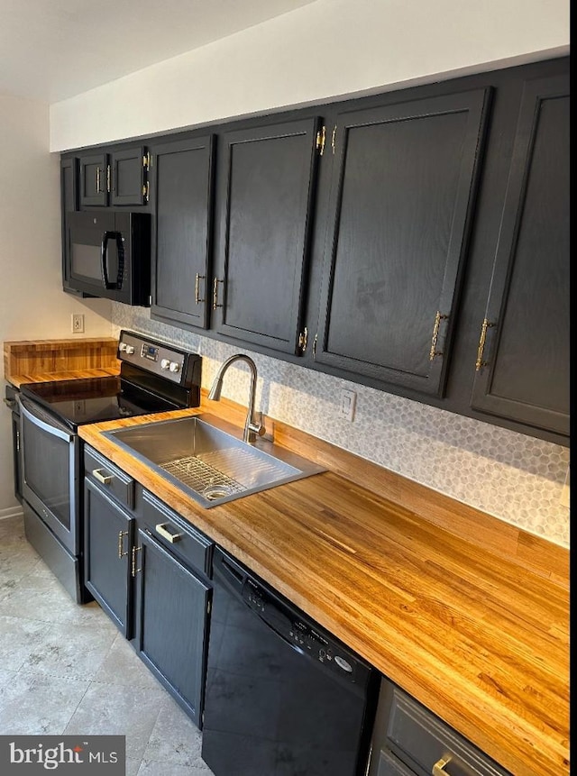 kitchen with sink and black appliances