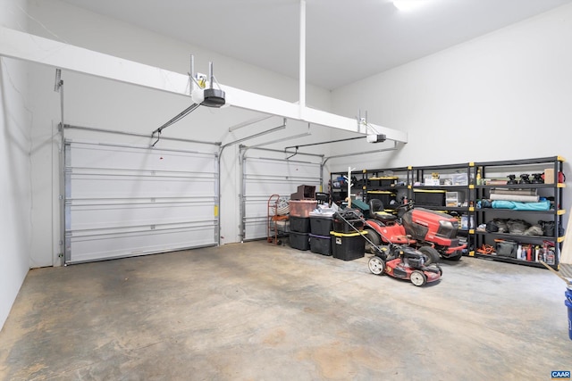 garage with a garage door opener