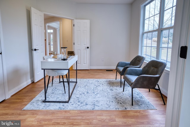 office featuring light wood-type flooring