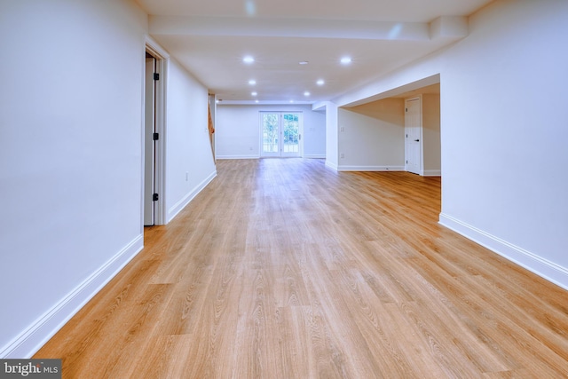 unfurnished living room with light hardwood / wood-style floors