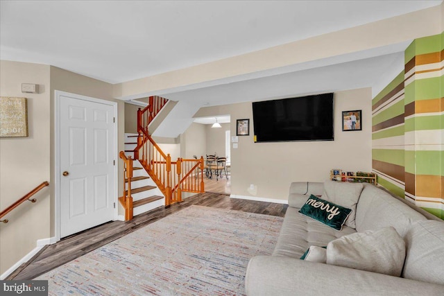 living room featuring wood-type flooring