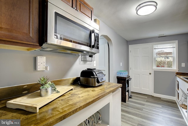 kitchen with light wood-type flooring