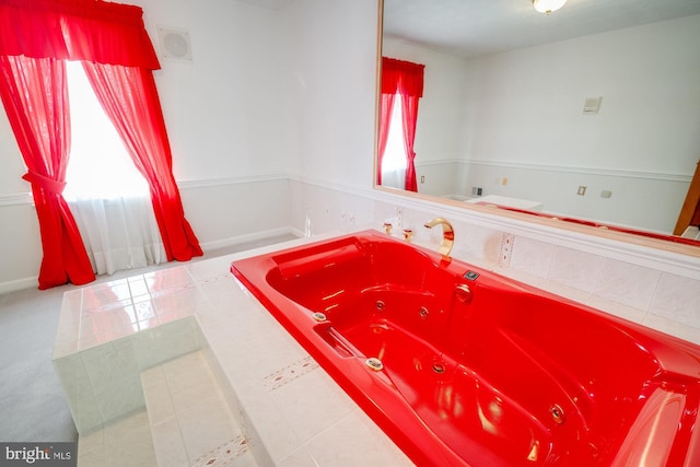 bathroom with tile patterned flooring