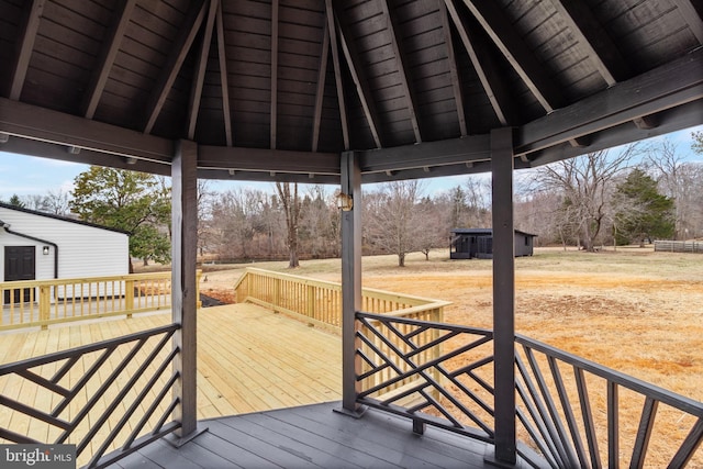 deck featuring a gazebo