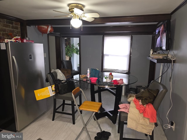 dining space featuring ceiling fan