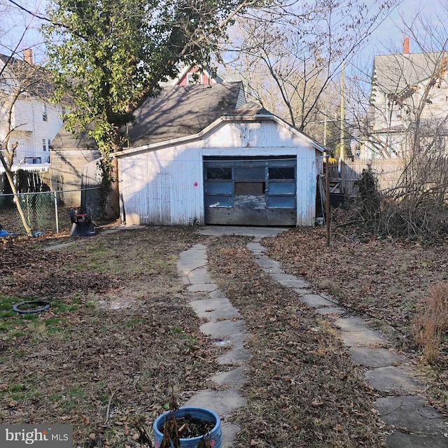 view of outbuilding featuring a garage