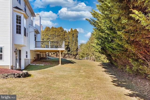 view of yard with a deck