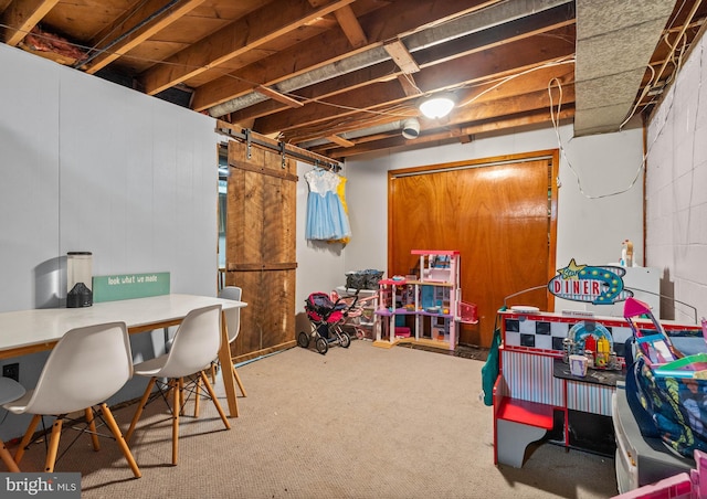 basement featuring carpet floors