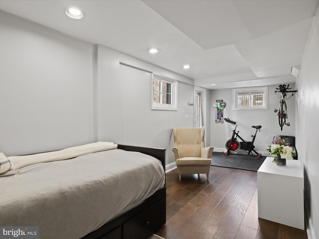 bedroom featuring dark wood-type flooring